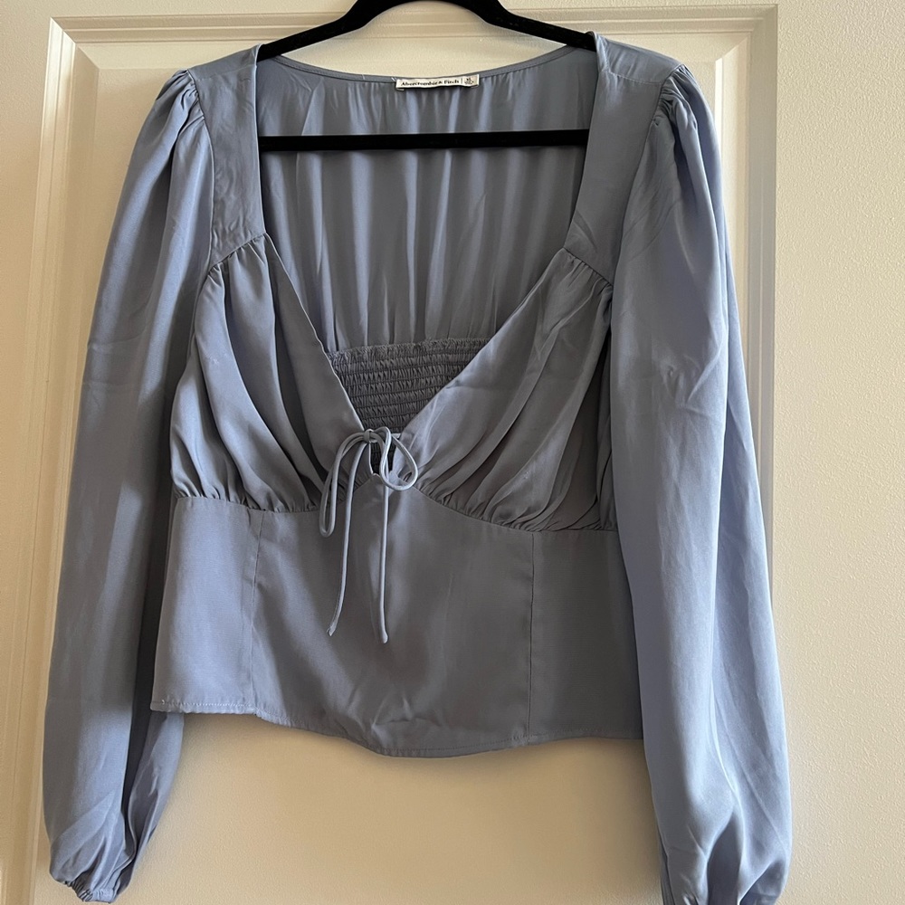 Abercrombie light blue blouse with bow